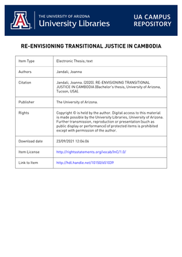 1 RE-ENVISIONING TRANSITIONAL JUSTICE in CAMBODIA By