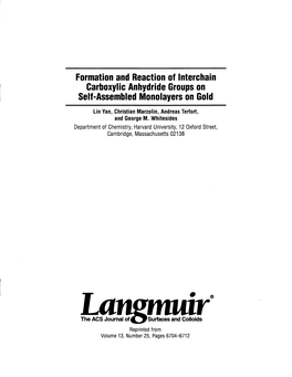 Formation Ad Reaction Ofinterchain Garboxylic Anhydride Groups On