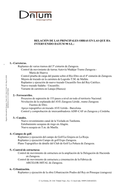 1.- Carreteras. Replanteo De Varios Tramos Del 3º Cinturón De Zaragoza