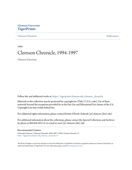 Clemson Chronicle, 1994-1997 Clemson University