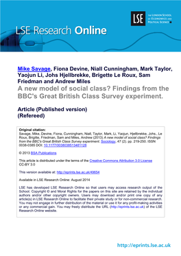 Findings from the BBC's Great British Class Survey Experiment