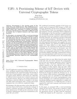 A Provisioning Scheme of Iot Devices with Universal Cryptographic Tokens Wang Kang Alibaba Group Wangkang.Wk@Alibaba-Inc.Com