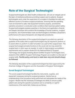 Role of the Surgical Technologist