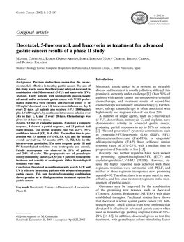 Original Article Docetaxel, 5-Fluorouracil, and Leucovorin As