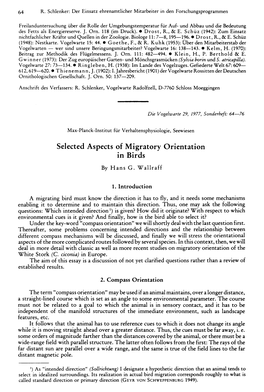 Selected Aspects of Migratory Orientation in Birds by H Ans G