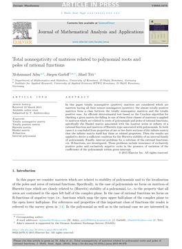 Total Nonnegativity of Matrices Related to Polynomial Roots and Poles of Rational Functions