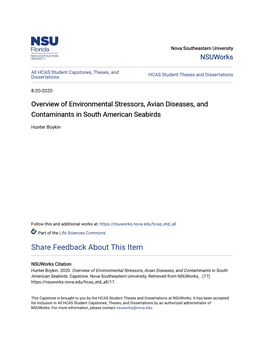 Overview of Environmental Stressors, Avian Diseases, and Contaminants in South American Seabirds