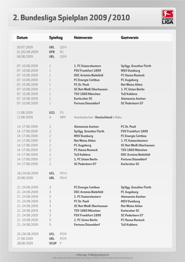 2. Bundesliga Spielplan 2009/2010