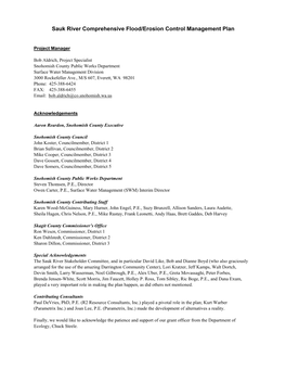 Sauk River Comprehensive Flood/Erosion Control Management Plan