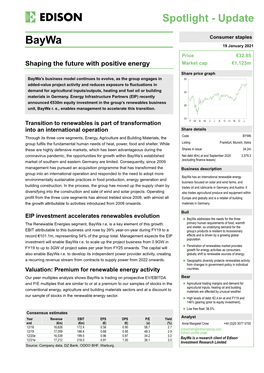 Baywa Consumer Staples 19 January 2021