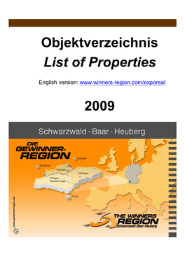 Objektverzeichnis List of Properties 2009