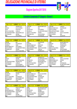 Calendario 3^ Categoria Girone A