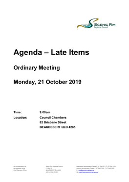 Late Items Agenda of Ordinary Meeting