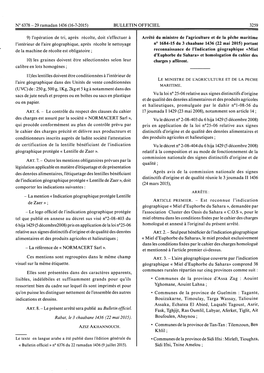 Arrêté Du Ministre De L'agriculture Et De La Pêche Maritime N° 1684-15 Du 3 Chaabane 1436