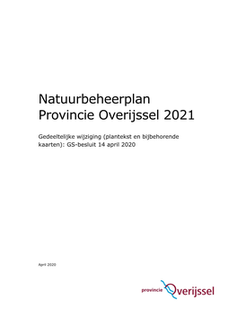 Natuurbeheerplan 2021 Provincie Overijssel