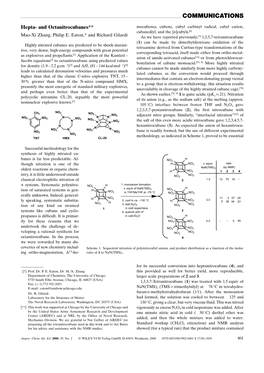 Hepta- and Octanitrocubanes** Mocubenes, Cubene, Cubyl Carbinyl Radical, Cubyl Cation, Cubanediyl, and the [N]Cubyls.[6] Mao-Xi Zhang, Philip E