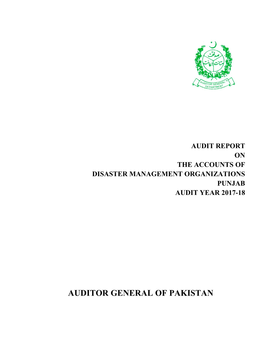 Audit Report on the Accounts of Disaster Management Organizations Punjab Audit Year 2017-18
