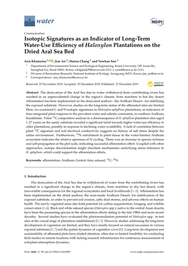 Isotopic Signatures As an Indicator of Long-Term Water-Use Efficiency of Haloxylon Plantations on the Dried Aral Sea