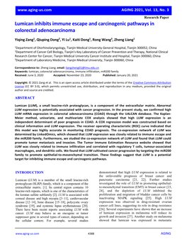 Lumican Inhibits Immune Escape and Carcinogenic Pathways in Colorectal Adenocarcinoma