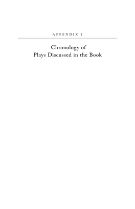 Chronology of Plays Discussed in the Book