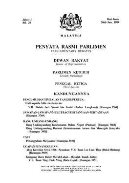 Penyata Rasmi Parlimen Parliamentary Debates