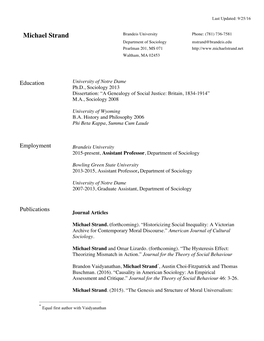 Michael Strand CV