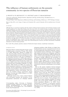 The Influence of Human Settlements on the Parasite Community in Two