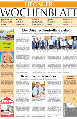 Singener Wochenblatt Vom 15. August 2012