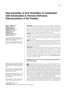 Dose Escalation of Oral Vinorelbine in Combination with Estramustine in Hormone-Refractory Adenocarcinoma of the Prostate