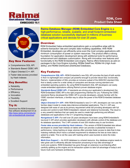 Rdme Core Product Data Sheet