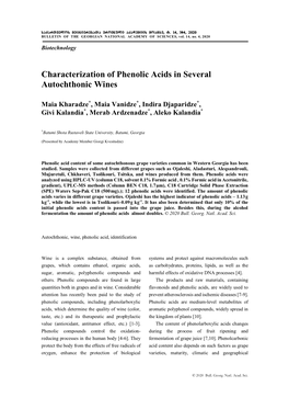 Characterization of Phenolic Acids in Several Autochthonic Wines