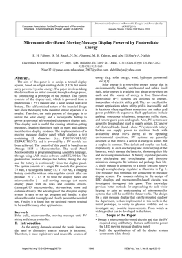 Microcontroller-Based Moving Message Display Powered by Photovoltaic Energy