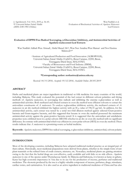 Aquilaria Malaccensis Leaf Extracts ABSTRACT