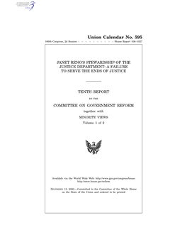 Union Calendar No. 595 106Th Congress, 2D Session –––––––––– House Report 106–1027