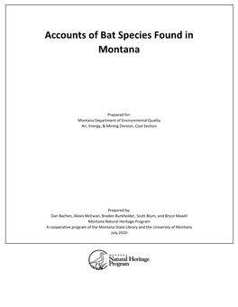 Accounts of Bat Species Found in Montana