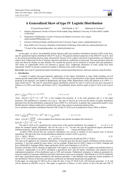 A Generalized Skew of Type IV Logistic Distribution