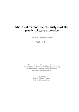 Statistical Methods for the Analysis of the Genetics of Gene Expression