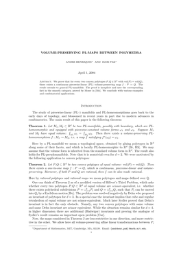 Volume-Preserving Pl-Maps Between Polyhedra