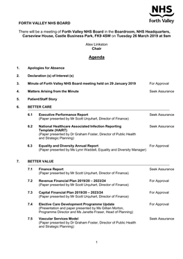 NHS Forth Valley Board Meeting Papers 26Th March 2019