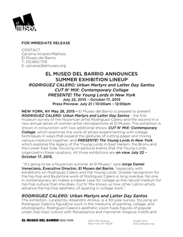 El Museo Del Barrio Announces Summer