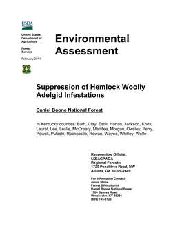 Environmental Assessment Suppression of HWA Infestations, DBNF