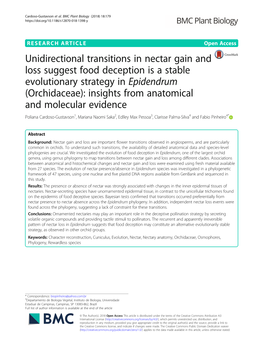 Unidirectional Transitions in Nectar Gain and Loss Suggest Food