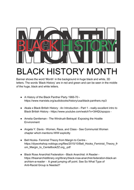 BLACK HISTORY MONTH Banner Shows the Word ‘Month’ in the Background in Huge Black and White, 3D Letters