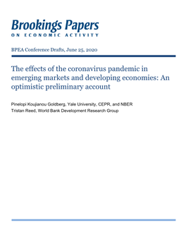 The Effects of the Coronavirus Pandemic in Emerging Markets and Developing Economies: an Optimistic Preliminary Account