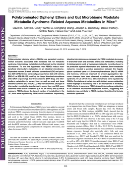 Polybrominated Diphenyl Ethers and Gut Microbiome Modulate Metabolic Syndrome–Related Aqueous Metabolites in Mice S