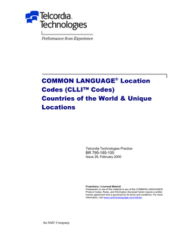 Clli(Tm) Codes
