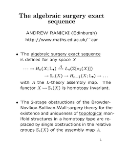 The Algebraic Surgery Exact Sequence