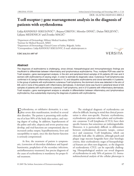 T-Cell Receptor-Γ Gene Rearrangement Analysis in the Diagnosis of Patients