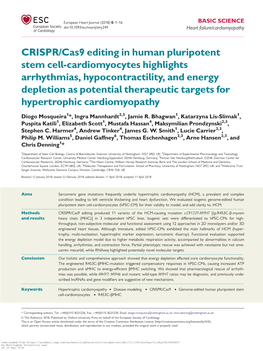 CRISPR/Cas9 Editing in Human Pluripotent Stem Cell-Cardiomyocytes Highlights Arrhythmias, Hypocontractility, and Energy Depletio