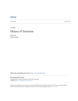 History of Terrorism Jeff Ot Sch College of Dupage